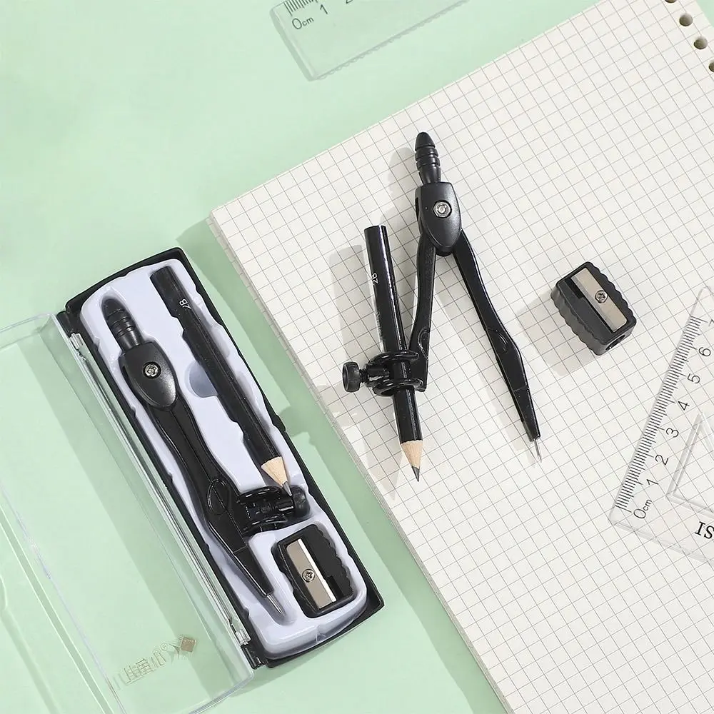 Clip Тип писалка Комплект компаси за рисуване с острилка за моливи Комплект канцеларски материали Математически инструмент за изготвяне на геометрия Метален инструмент за рисуване