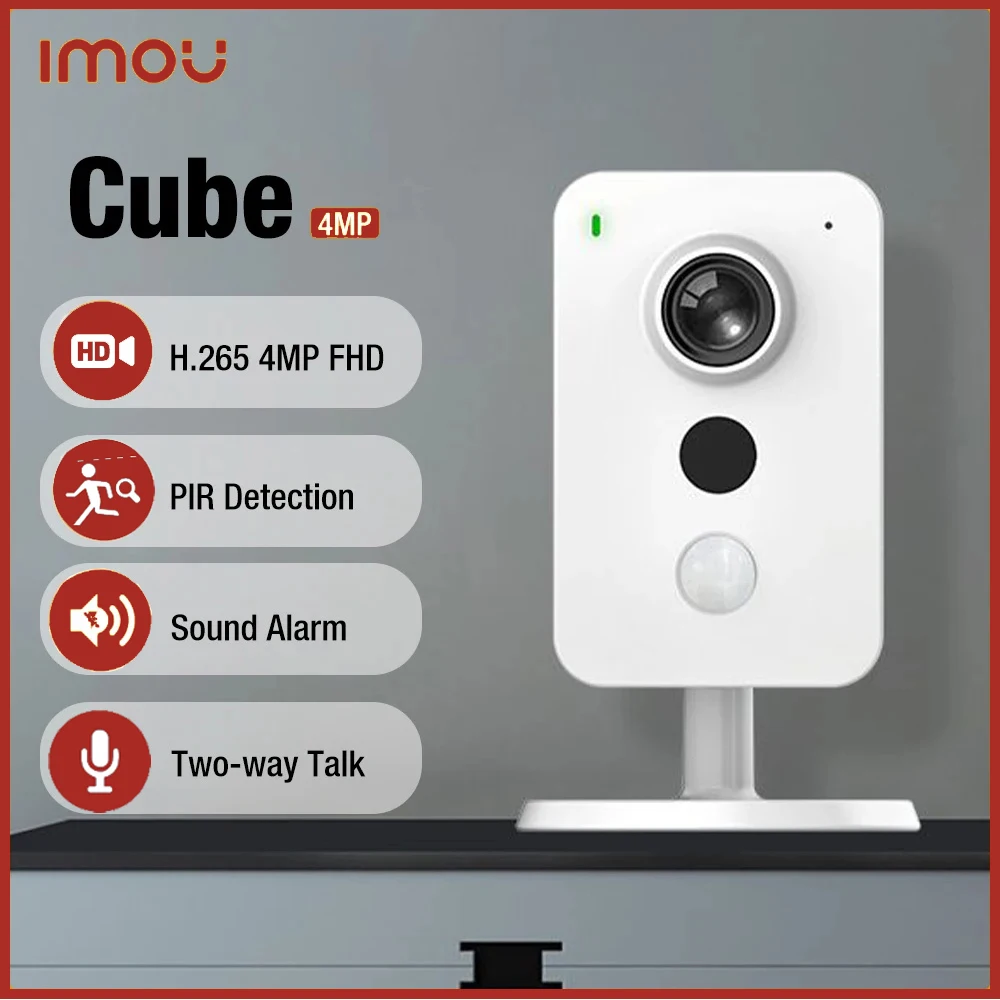 IMOU Cube 4MP WiFi IP камера Външен алармен интерфейс PIR двупосочен разговор Ненормално откриване на звук Отлично нощно виждане IPC-K42P