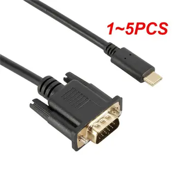 1 ~ 5PCS 180CM USB C към VGA кабелна главина 1080P Type-C революция VGA трансфер на данни адаптер за лаптоп външен видео проектор