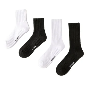 1 двойки висококачествени памучни дишащи бизнес средни тръбни чорапи за есен зима мъжки чорапи с висока тръба