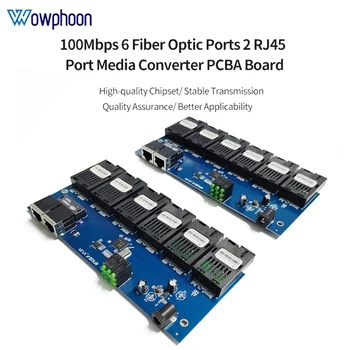 10 / 100M Едномодов превключвател за оптични носители PCBA 6 * 155M Fiber порт 2 RJ45 порт 20KM SC Бърз Ethernet симплекс / дуплекс