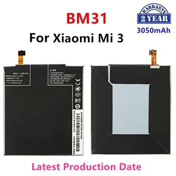 100% Оригинална BM31 3050mAh батерия за Xiaomi Mi 3 Mi3 M3 BM31 Висококачествени батерии за подмяна на телефони