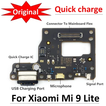100% оригинален нов USB порт за зареждане съвет Flex кабел конектор части за Xiaomi Mi9 Mi 9 Lite микрофон модул подмяна