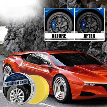100g Паста за регенериране на гуми с гъба против стареене на гуми Пластмасова гумена лента за почистване на восък Ремонт Крем за поддръжка за кола