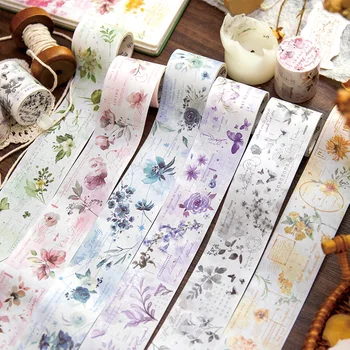1PCS INS Свежи цветя и хартиена лента за скрапбукинг Декоративни консумативи Washi стикери Самозалепващи ленти Журнални материали