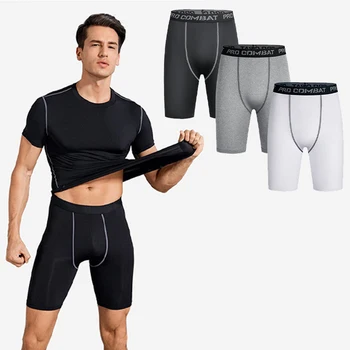 1pc спортни фитнес панталони мъжки спортни тесни еластични бързосъхнещи панталони за летни баскетболни тренировки на открито шорти