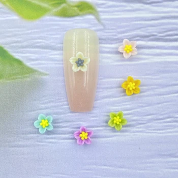 200PCS Мини цвете нокти изкуство плосък обратно смола фигурка DIY кристал Scrapbook апликация декорация занаяти