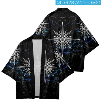 2023 Моден печат Традиционно японско кимоно Юката Ежедневни хаори Мъже Жени Жилетка Ризи Извънгабаритни върхове