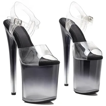  20cm / 8inch PVC Uppre нов цвят Дамски сандали на висок ток Секси модел шоу обувки и обувки за танци на пилон 110