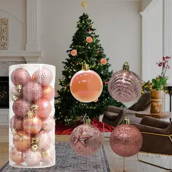 24Pcs Атрактивна пластмасова изящна коледна топка декорация висулка парти аксесоари Коледна топка празник висяща топка