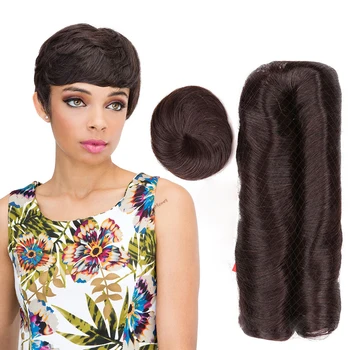 28 парчета 100 истински човешки коси снопове със затваряне разширения за жени къса къдрава коса тъкат една опаковка за пълна глава