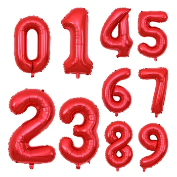 32 инчов червено фолио балон номер гигантски самостоятелно надуване 0-9 мъже жени цифров рожден ден годишнина парти декорации консумативи