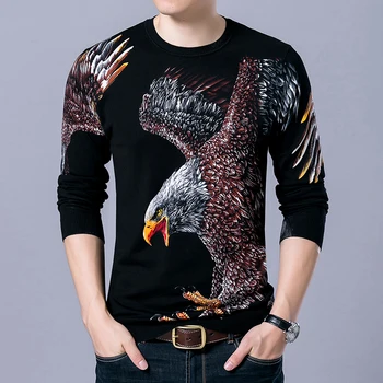 3D печат животински орел модел пуловери за мъже пуловери случайни пролетта ново качество меки удобни плетени Sueteres Para Hombre