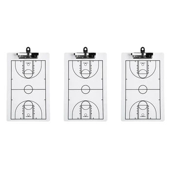 3Pack баскетболен треньор клипборд, 13.78 X 8.66Inch сухо изтриване треньорска дъска, двустранен пълен маркер борда трайни лесно инсталиране