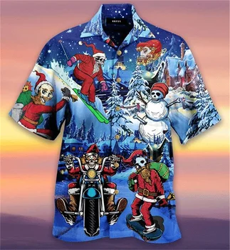 3d отпечатани мъже риза смешно състезателни Дядо Коледа хавайски ризи жени дете Нова година къс ръкав отгоре Коледа сладък дож топ риза