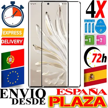 4 екран протектор съвместим чест 70 5G черен ръб 9D пълно закалено стъкло против надраскване надраскване антишок приятелски с комплект за почистване на склад и доставка от Испания