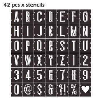 42pcs азбука писмо шаблон изкуство проект стена занаят многократна употреба заключване шаблон 2inch символ номер черна дъска плат рок