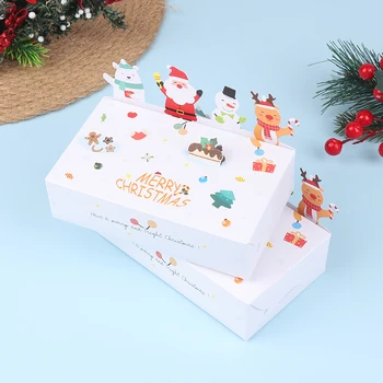 5Pcs Весела Коледа Крафт хартия бонбони подарък кутия карикатура бисквитка кутия 2024 коледно парти украса за Коледа Нова година подаръци