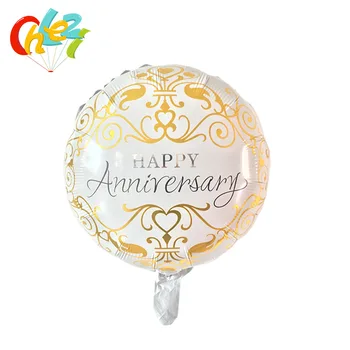 7бр Честита годишнина кръг фолио хелий балони парти възпоменание декорация фолио Globos сватба Свети Валентин балони