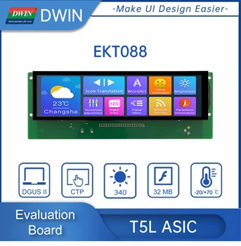 8.88 инчов LCD модул 1920 * 480 HMI сензорен панел екран Интелигентен TFT дисплей, работещ с Arduino / STM / ESP32 EKT088