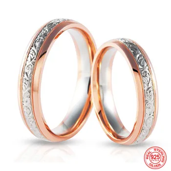 925 стерлинги сребро розово злато двойка пръстен за жени годежна мода бижута подарък
