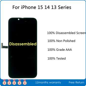 A +++ Разглобен екран за iPhone 15 14 13 Pro Max LCD дисплей събрание подмяна външно стъкло не полиран