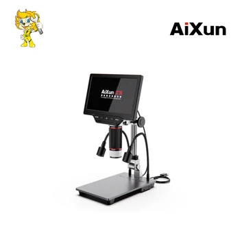 AiXun DM21 5X-528X цифров микроскоп на индустриално ниво със 7-инчов HD дисплей цифрово измерване за BGA инструмент за ремонт на запояване