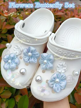 Butterfly кърпа цвете перла серия Croc сексапил дизайнер инс популярни украшения за сабо сандали красиви прекрасни аксесоари