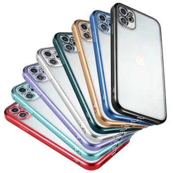 CRESMOON цветен панел прозрачен матирано телефон случай за iPhone 11 12 13 Pro Max / Pro / Mini X / XS / XR удароустойчив защитен капак