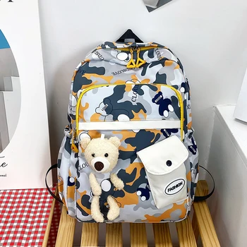 Cartoon Bear Toy School Bag for Girl Cute Kids Детска градина Детски Camo раници Girls Boy Book Bags Travel Daypack