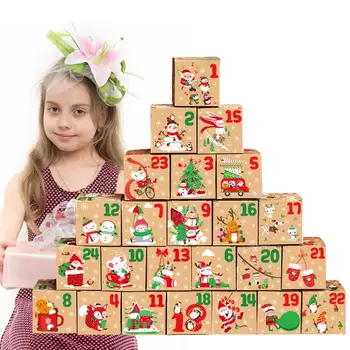 Christmas Advent календар кутии 24 дни DIY Адвент календар кутии хартия Advent обратно броене подаръчни кутии Коледа дома декор