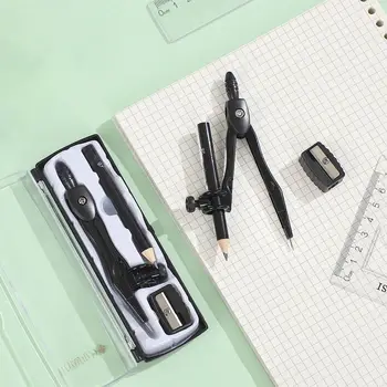 Clip Тип писалка Комплект компаси за рисуване с острилка за моливи Комплект канцеларски материали Математически инструмент за изготвяне на геометрия Метален инструмент за рисуване