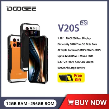 DOOGEE V20S здрав 5G телефон Octa Core 12GB + 256GB 6.34Inch Android 13 мобилен телефон 50MP+24MP нощно виждане 6000mAh 33W зареждане NFC