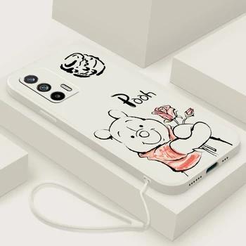 Disney Pooh Bear Аниме Сладък за OPPO Reno 9 8 7 6 5 4 Z SE Pro Plus Lite течно въже силиконов мек калъф за телефон