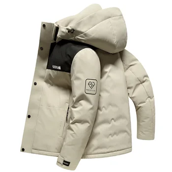 Down Jacket Мъжки 2023 Зимна нова случайна корейска версия Свободна тенденция Пачуърк Цвят Контраст Топло Яке