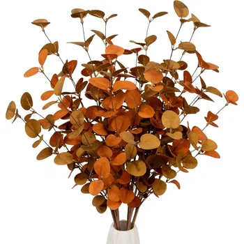 Fall евкалипт листа изкуствени евкалиптови стъбла листа спрей есенни листа есенни декорации за дома флорални аранжировки