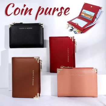 Fashion Bifold портфейл с метален ъглов дизайн преносим голям капацитет монета чанта за съхранение на пари