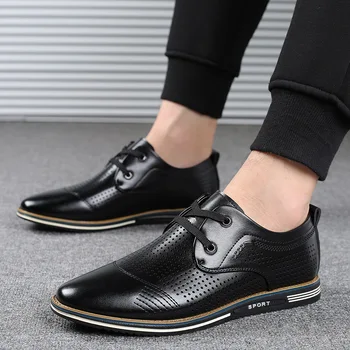 Fashion Man Handmade Casual Shoes Leather Sewing Comfortable Soft British Style Shoe for Men