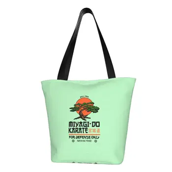 Fashion Miyagi Do Karate Distress Karate Kid Cobra Kai Shopping Tote Bags Recycling Canvas Grocery Shopper Shoulder Bag