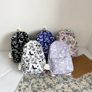 Fashion Ежедневни училищни чанти за момичета Ученици Butterfly раница голям капацитет училищни книги канцеларски материали съхранение организатор чанти
