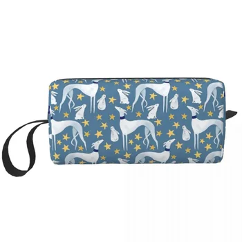 Galgo заек и звезди козметична чанта за жени грим чанти Greyhound Whippet куче пътуване водоустойчива тоалетна чанта организатор Merch