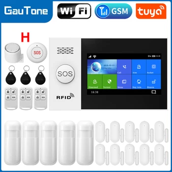 Gautone 4.3 инчов Wifi GSM алармена система за сигурност за домашен безжичен комплект за защита от крадци Tuya Smart App Control PG107