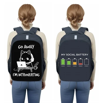 Go Away L Am Introverting Print Backpack Introvert Children School Bags for Teenager Laptop Backpacks Bookbag Women Travel Bag