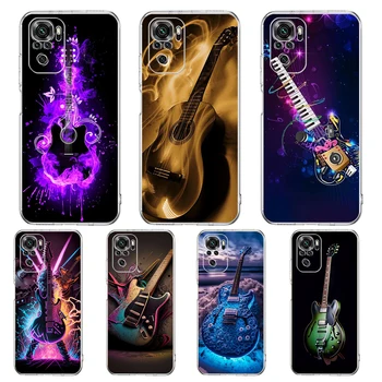 Guitar Music Art Калъф за телефон за Redmi Note 10 11 11T 7 8 8T 9 K40 Gaming 9A 9C Pro Plus Прозрачен силиконов корпус Capas