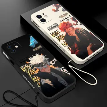 Japan Аниме Jujutsu Kaisen телефон случай за Samsung A53 A50 A12 A52S A51 A72 A71 A73 A32 A22 A20 A30 A21S 4G 5G с каишка за ръка