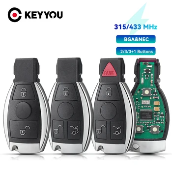 KEYYOU 315MHz / 433.92MHz Интелигентен дистанционен ключ за кола за Mercedes Benz Година 2000+ Поддържа оригинален NEC BGA 2/3/4 бутони Keyless Go