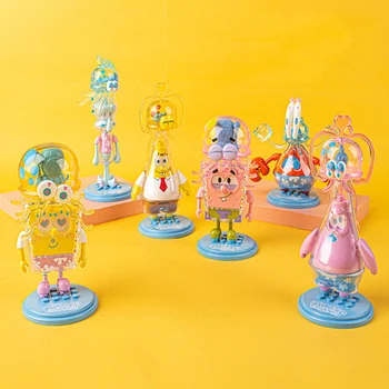 KawaiiSpongebobed Jumping Jellyfish Series Mr. Krabs Patrick Star Squidward Action Figure Toys Model Dolls Collection Kids Gifts