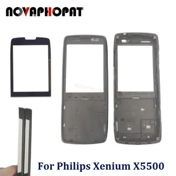 LCD корпус на предната рамка за капак за Philips Xenium X5500 стъклен панел за обективи (не сензор за докосване LCD екран)