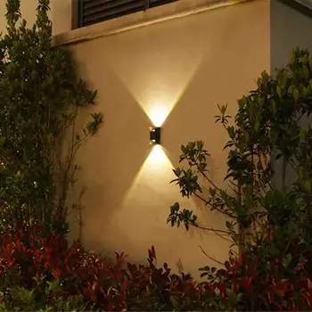  LED слънчева стена светлина твърд пейзаж светлина здрави водоустойчиви светлини нощ балкон стена измиване лампа открит двор стена лампа