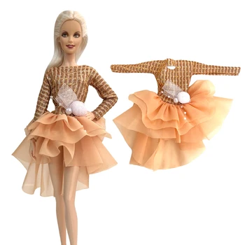 NK 1 бр. Най-новата жълта дантелена рокля парти балетна пола мода дамски дрехи за кукла Барби бебешки играчки 1/6 кукла куклена къща подарък